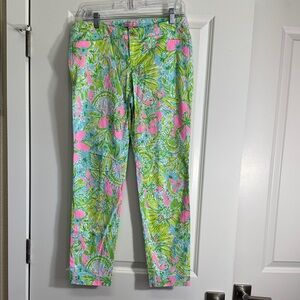 Lilly Pulitzer Vibrant Pink and Green Kelly Pants